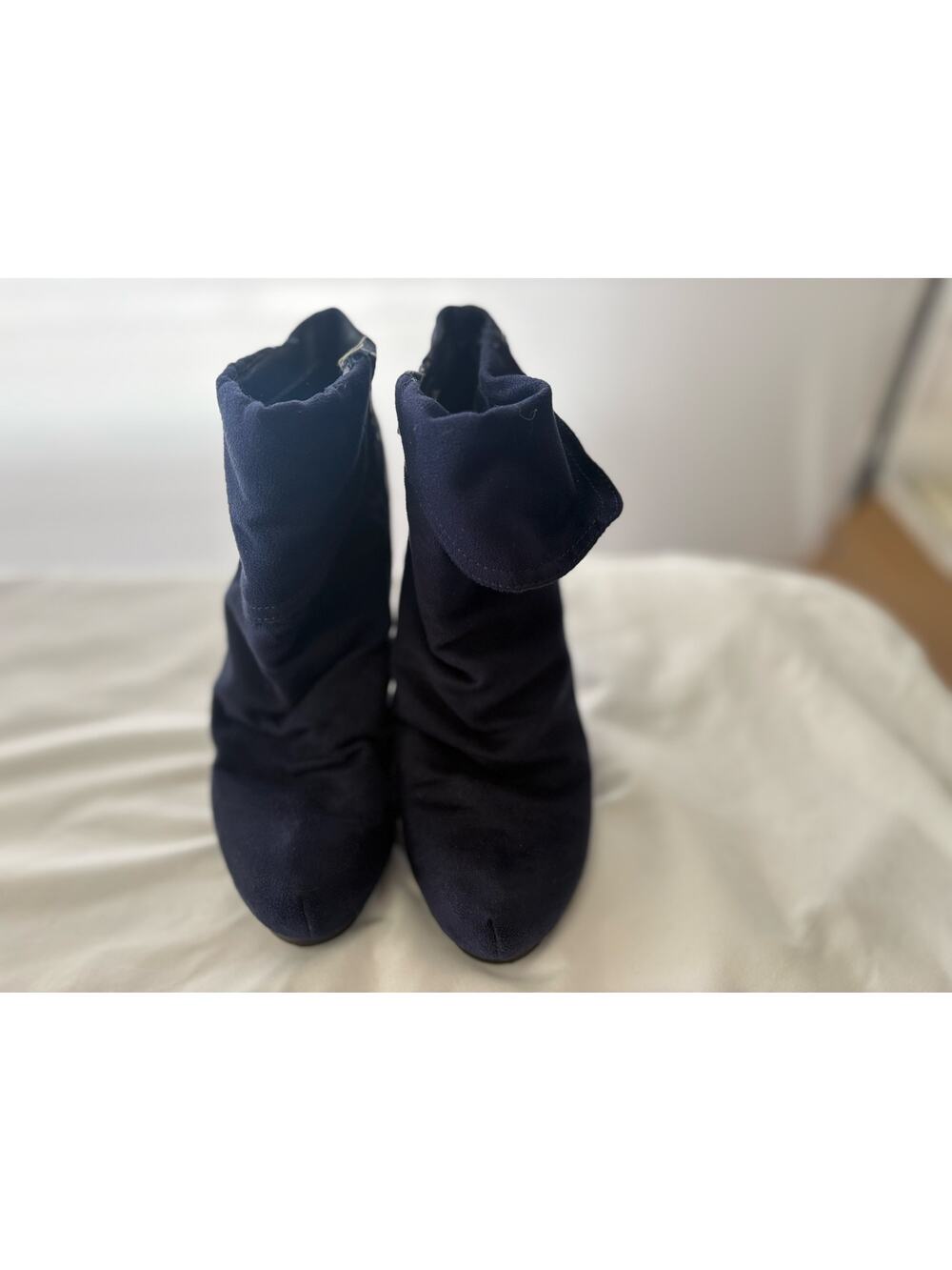 Charlotte Russe Women's Size 8 Navy Blue Faux Suede Slouchy Stiletto Booties